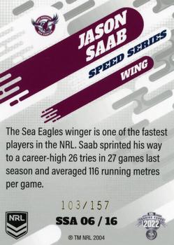 2022 NRL Elite - Speed Series Album #SSA 06 Jason Saab Back